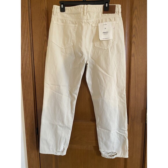 Women’s Hidden Tracey Sz 31 Cream Straight Distressed Button Fly High Rise Jeans - Picture 2 of 12